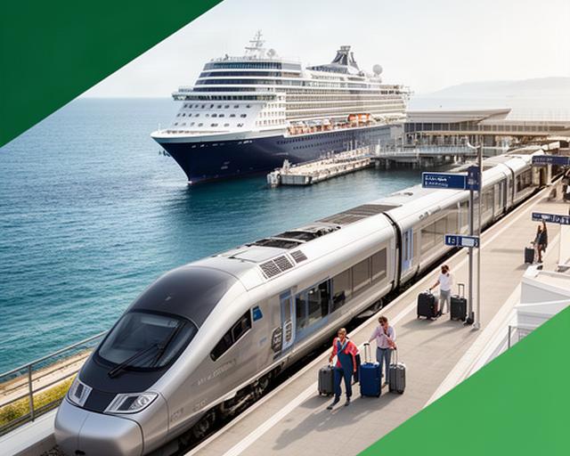 Moderner Zug und Kreuzfahrtschiff als kombinierte Reiseverbindung ab der Schweiz
